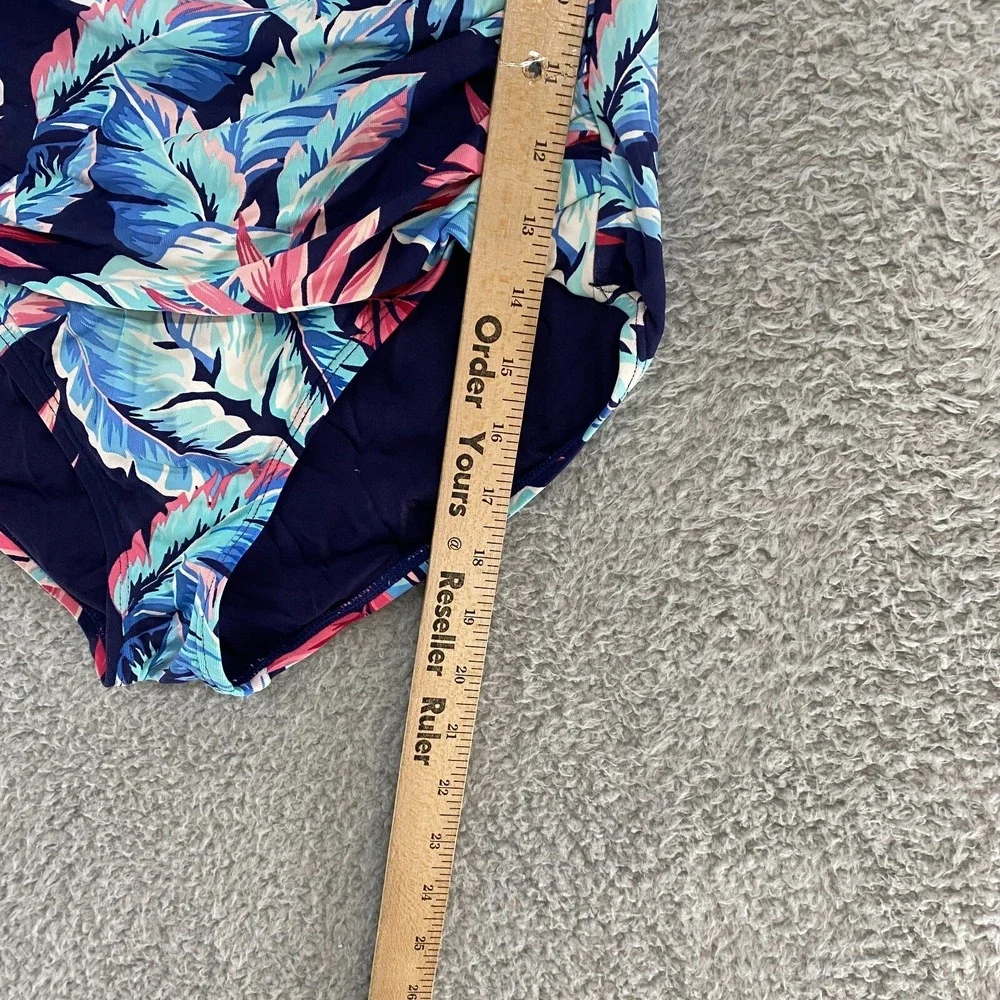 Tommy‎ Bahama Swimsuit Womens 8 One Piece Floral Strapless Bandeau Tropical Blue